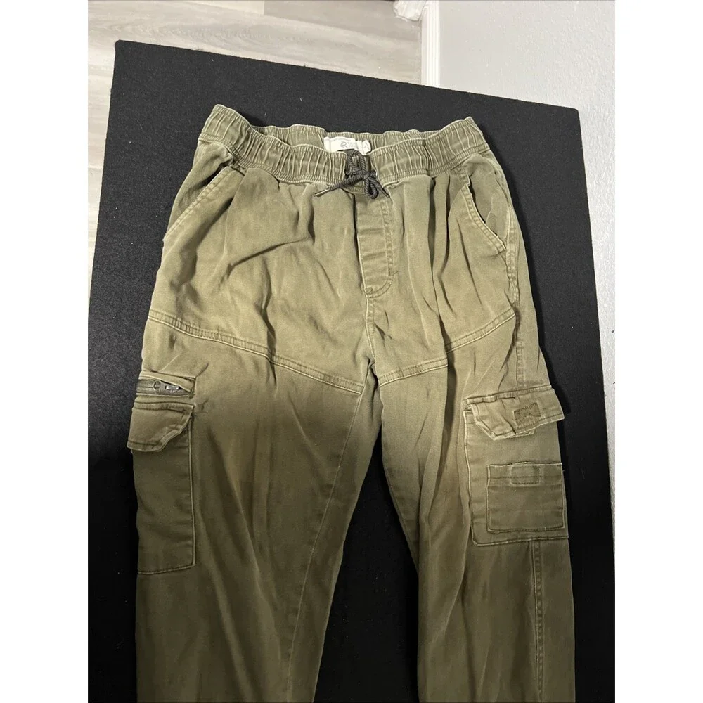 Refinery Republic Pants Mens Large Green Cargo Jogger Elastic Waist Cuffed